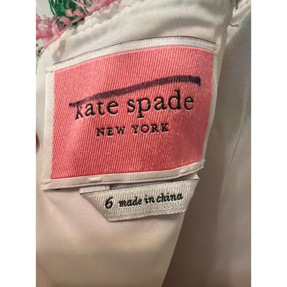 Kate Spade Tweed Dress Women's Size 6 Pink Green Twee Coquette Barbie Chic Posh